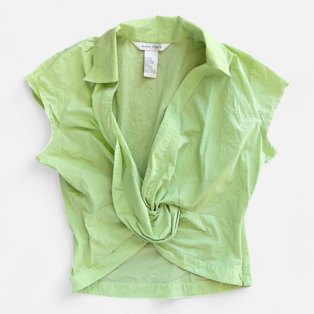 Melrose Studio Vintage Y2K Like Light Green Wrap Blouse